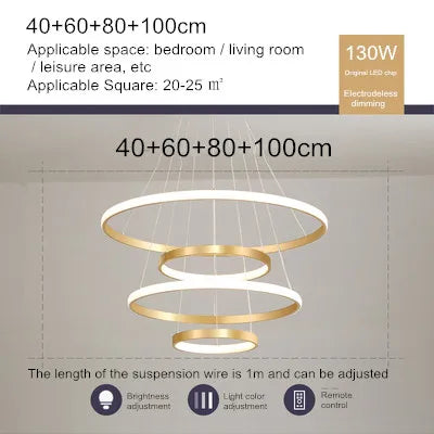 lustre moderne style nordique avec télécommande et anneau lumineux - vue 21 sur 30