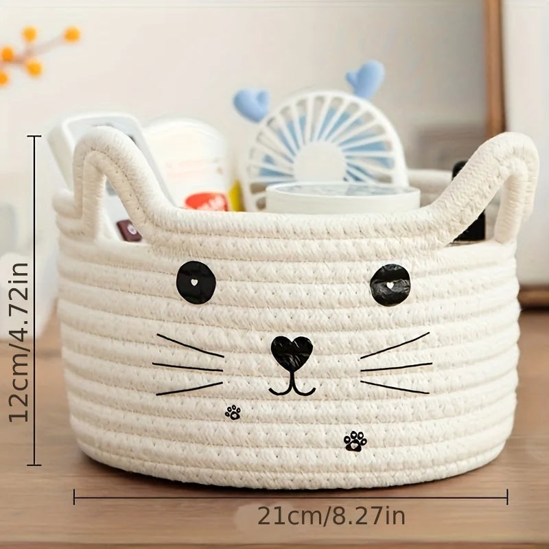 panier en corde de coton pour jouets animaux mignon avec oreilles - vue 11 sur 11