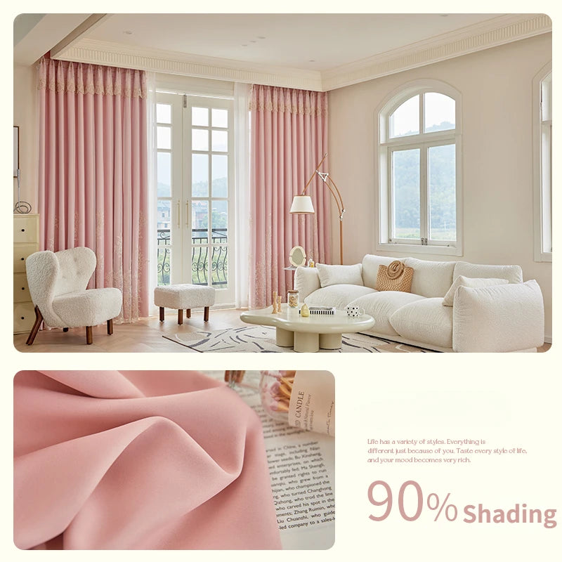 Rideau occultant motif floral style simple salon chambre - vue 8 sur 12