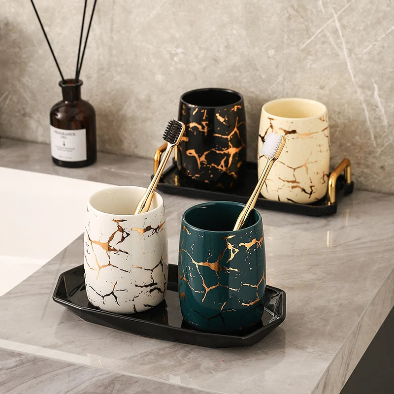 tasse en céramique marbrée haut de gamme pour couples décorative - vue 5 sur 26