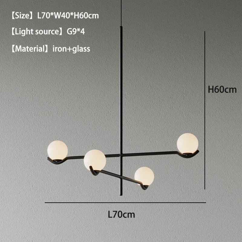 lustre minimaliste boule de verre Luces à LED pour chambre salon salle à manger maison lumière - vue 7 sur 14