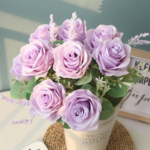 bouquet de roses artificielles en soie pour décoration et mariage - vue 13 sur 12