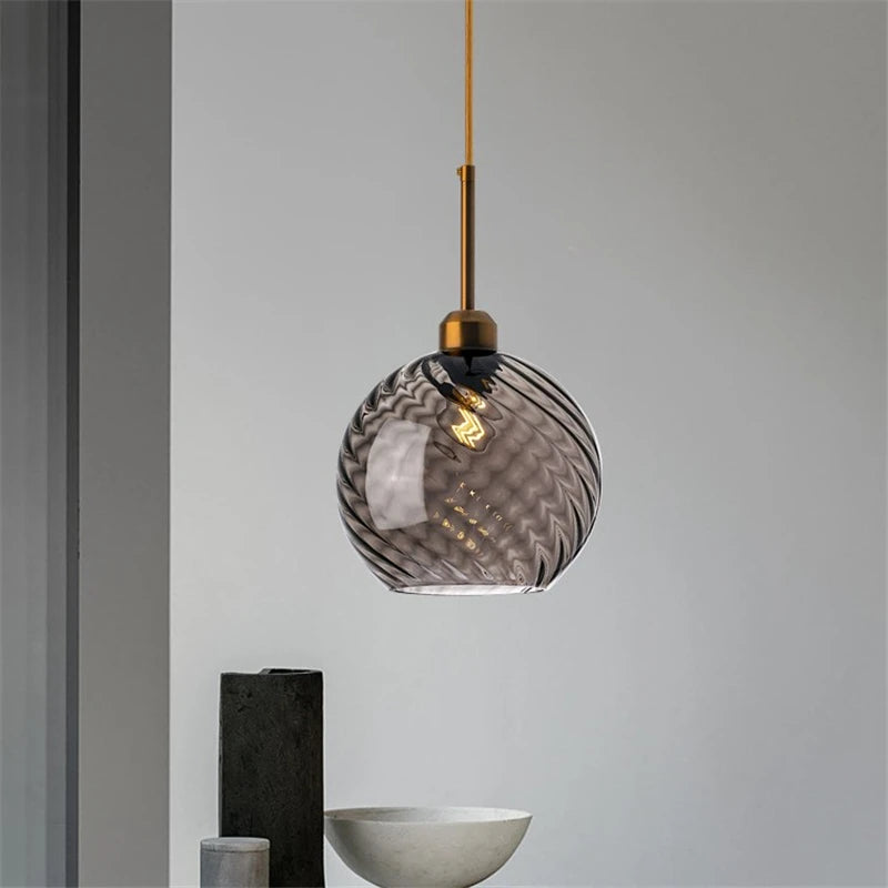 suspension led modernes en verre grain d'eau pour décoration intérieure