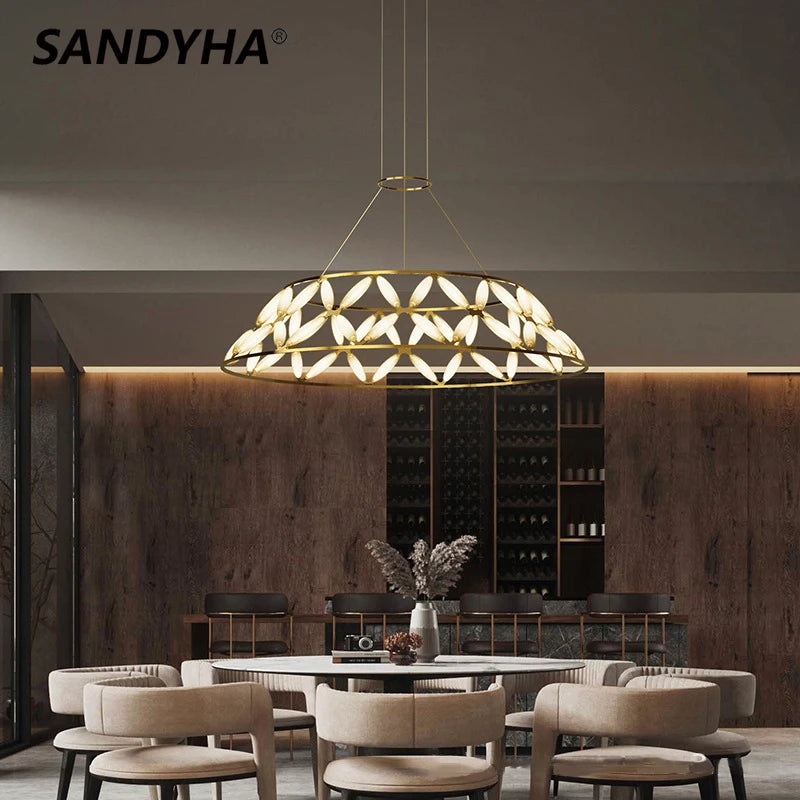 Sandyha Lustres minimalistes modernes creux papillon fleur suspension Design de luxe salon salle à manger chambre lampe à la maison