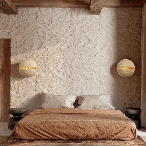 applique murale rétro en pierre naturelle œuf dinosaure luminaire ambiance - vue 4 sur 6