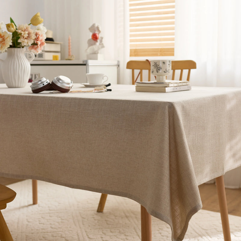 Nappe polyester unie style japonais beige lavable table