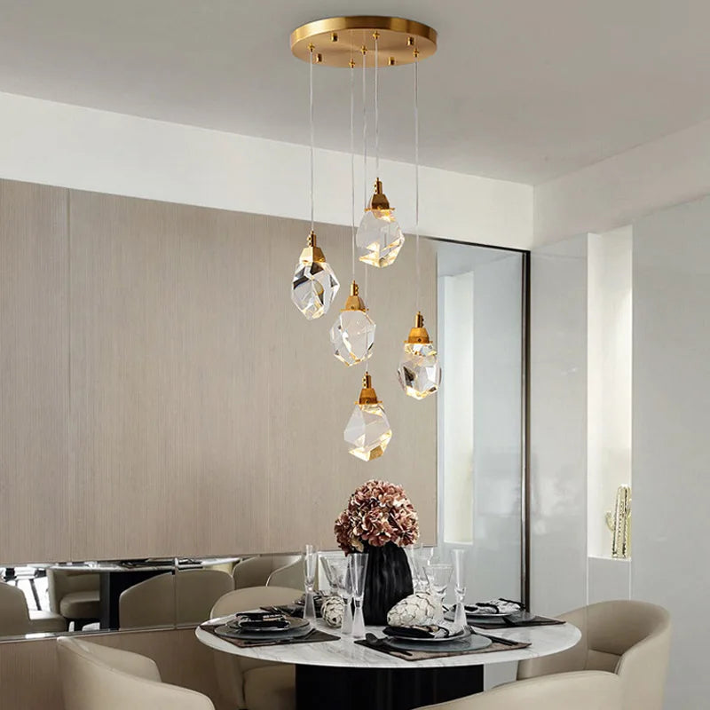 Lustre en cristal de luxe Villa cage d'escalier salle à manger chambre salon Iceberg éclairage en forme de Ling éclairage intérieur lampes LED - vue 3 sur 7