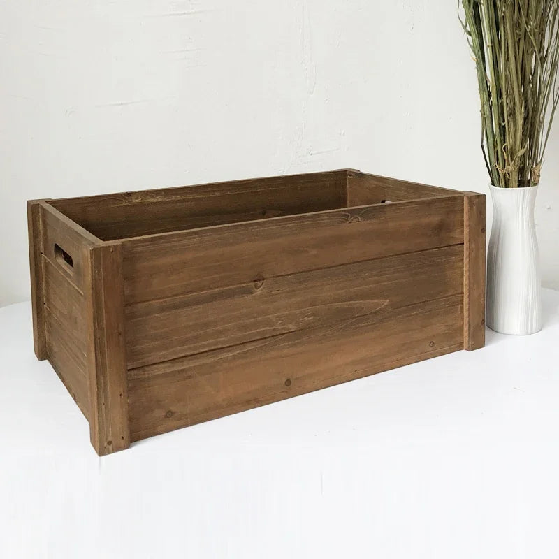 coffret en bois de sapin vintage fait à la main charme de ferme - vue 4 sur 5