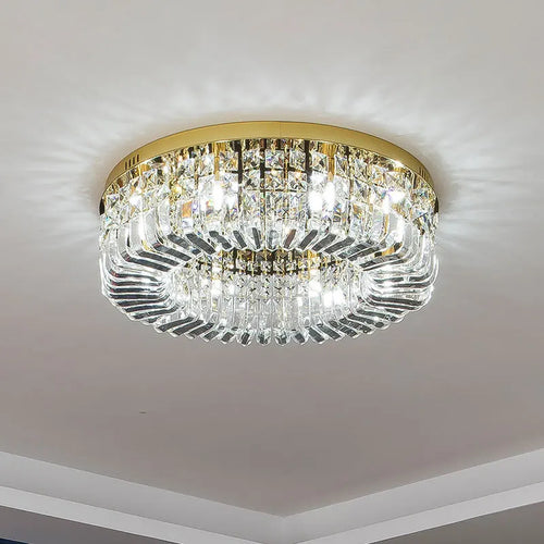 lustre moderne en cristal chrome rond nordique led suspendu - vue 3 sur 8