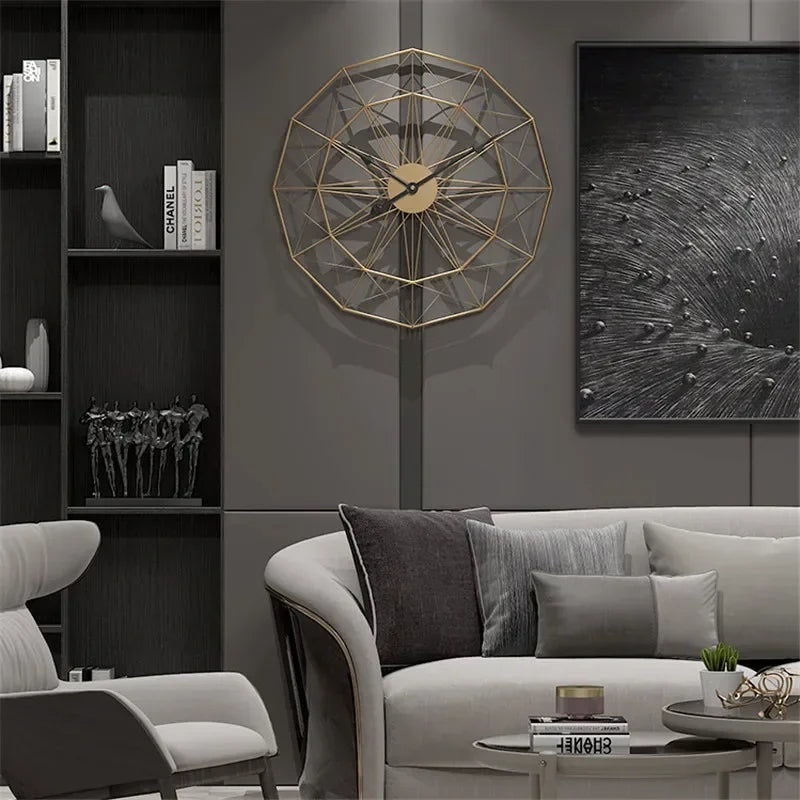horloge murale géométrique style industriel pour décoration moderne - vue 6 sur 7