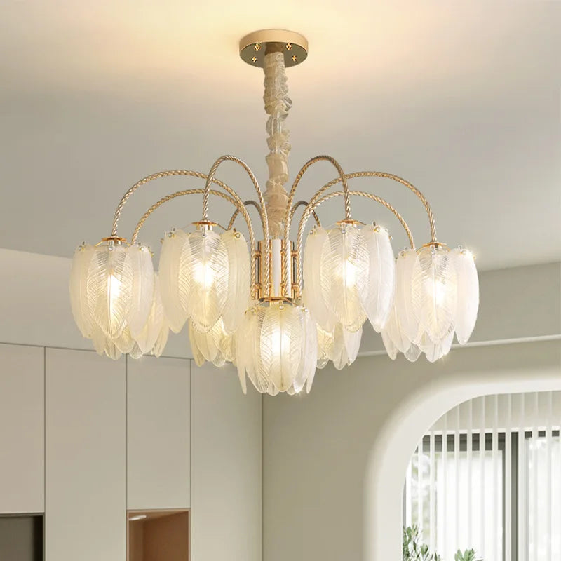 SANDYHA moderne luxe cristal plume Style lustres chambre lampe à LED salon salle à manger intérieur décor à la maison suspension éclairage - vue 3 sur 11