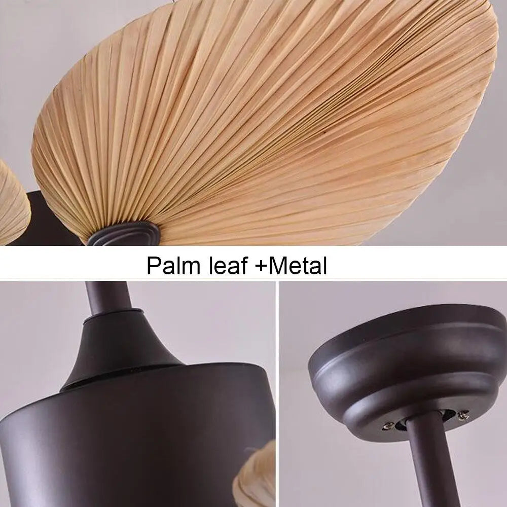 Ventilateur de plafond sans lumière feuilles de palmier ventilateurs télécommande pour salon chambre - vue 7 sur 6