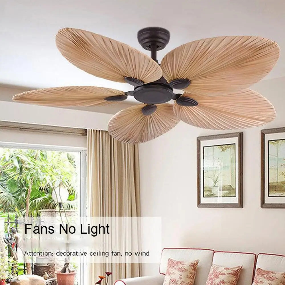 Ventilateur de plafond sans lumière feuilles de palmier ventilateurs télécommande pour salon chambre - vue 4 sur 6