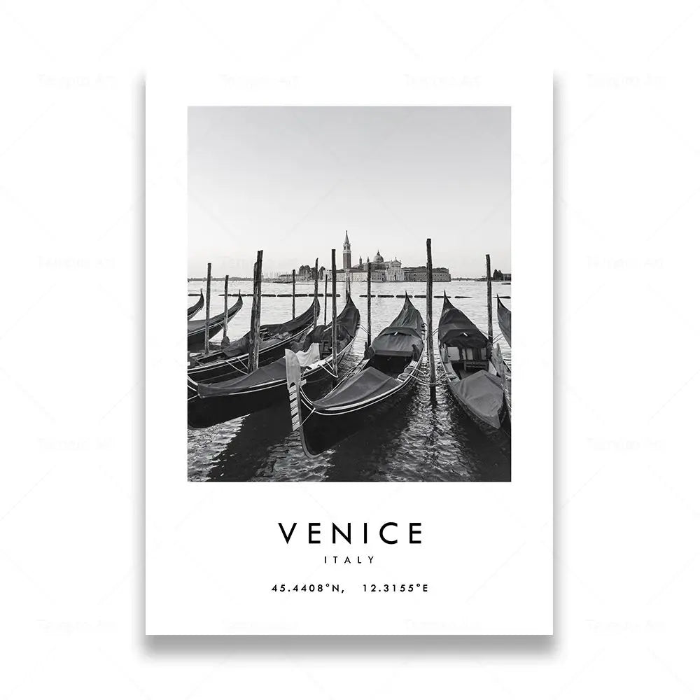 affiche de photographie de voyage en noir et blanc décor mural paysage urbain
