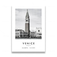 affiche de photographie de voyage en noir et blanc de rome et las vegas