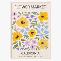 affiche fleurs peinture toile art abstrait décoration murale nordique
