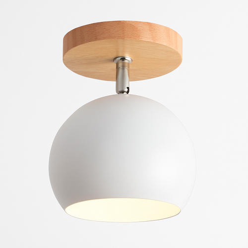 Applique LED en bois et boule en métal de couleur ajustable
