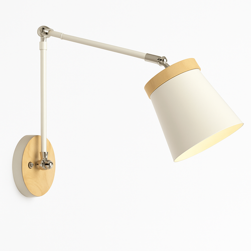 Applique murale bras articulé à LED en métal et bois