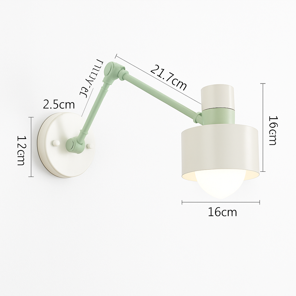 Applique murale bras articulé à LED en métal et bois - vue 10 sur 16