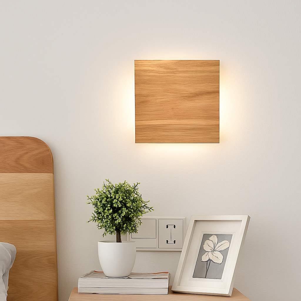 Applique murale carrée en bois naturel - vue 3 sur 10