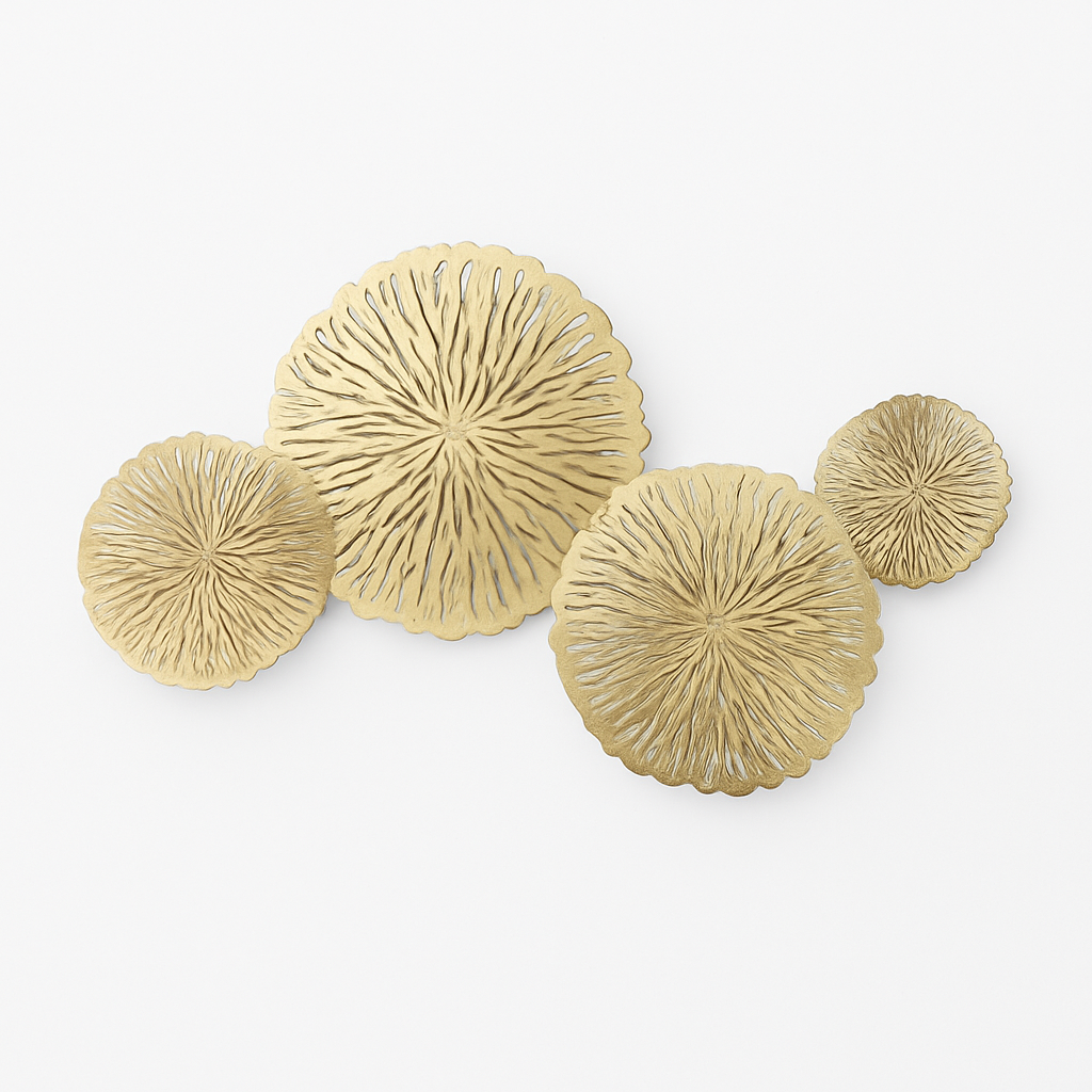 Applique murale design LED avec plusieurs disques doré ou cuivré style fleurs