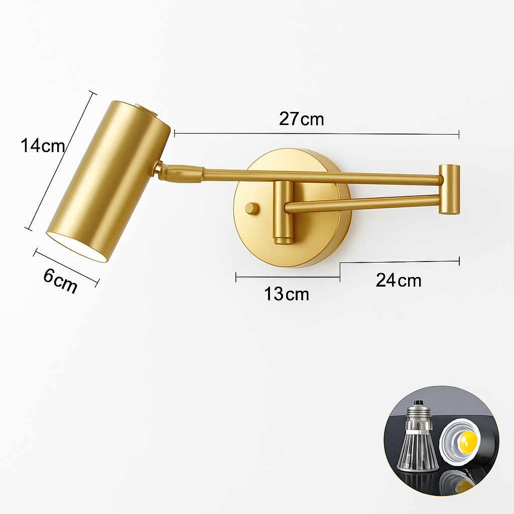 Applique murale design LED avec sport dirigeable en métal doré ou noir Light - vue 8 sur 8