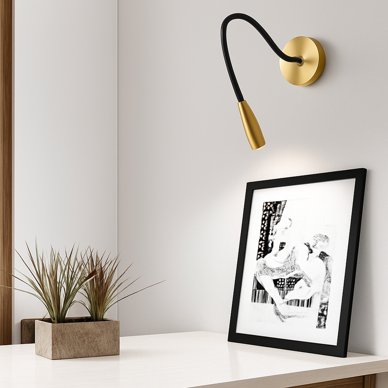 Applique murale design LED avec tige ajustable noire