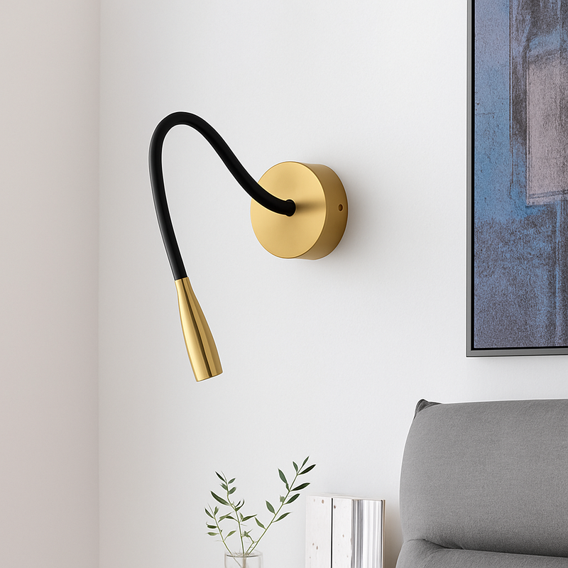 Applique murale design LED avec tige ajustable noire