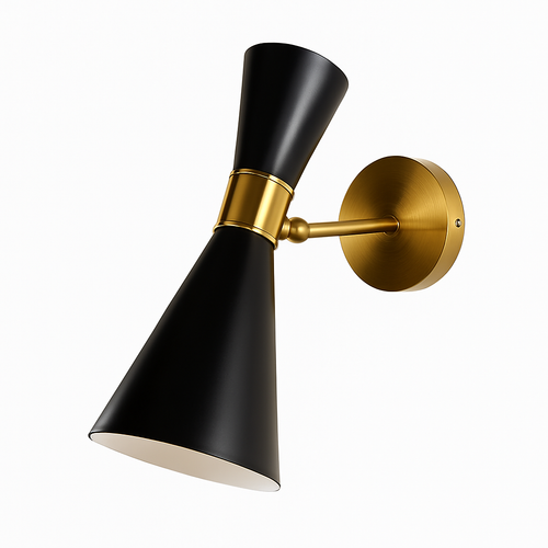 Applique murale design à LED dorée avec abat-jour triangulaire Creative