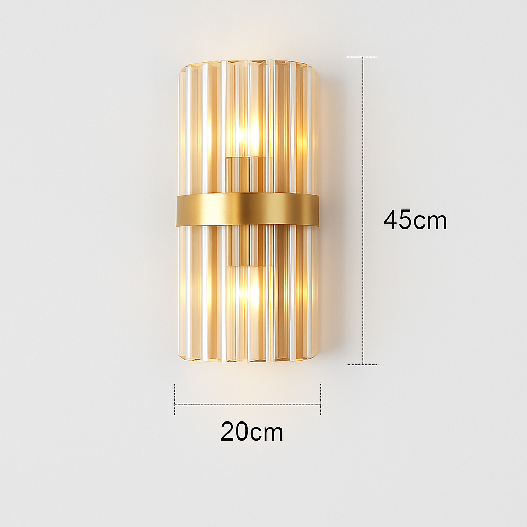 Applique murale design à LED dorée avec verre cristal en cascade Luxury - vue 6 sur 7