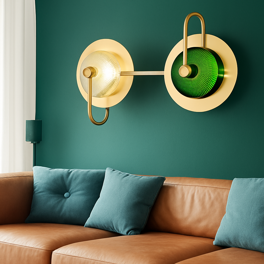 Applique murale design LED ronde en métal doré Light