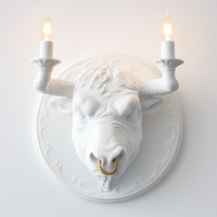 applique murale design tête de taureau avec lumières led nordiques