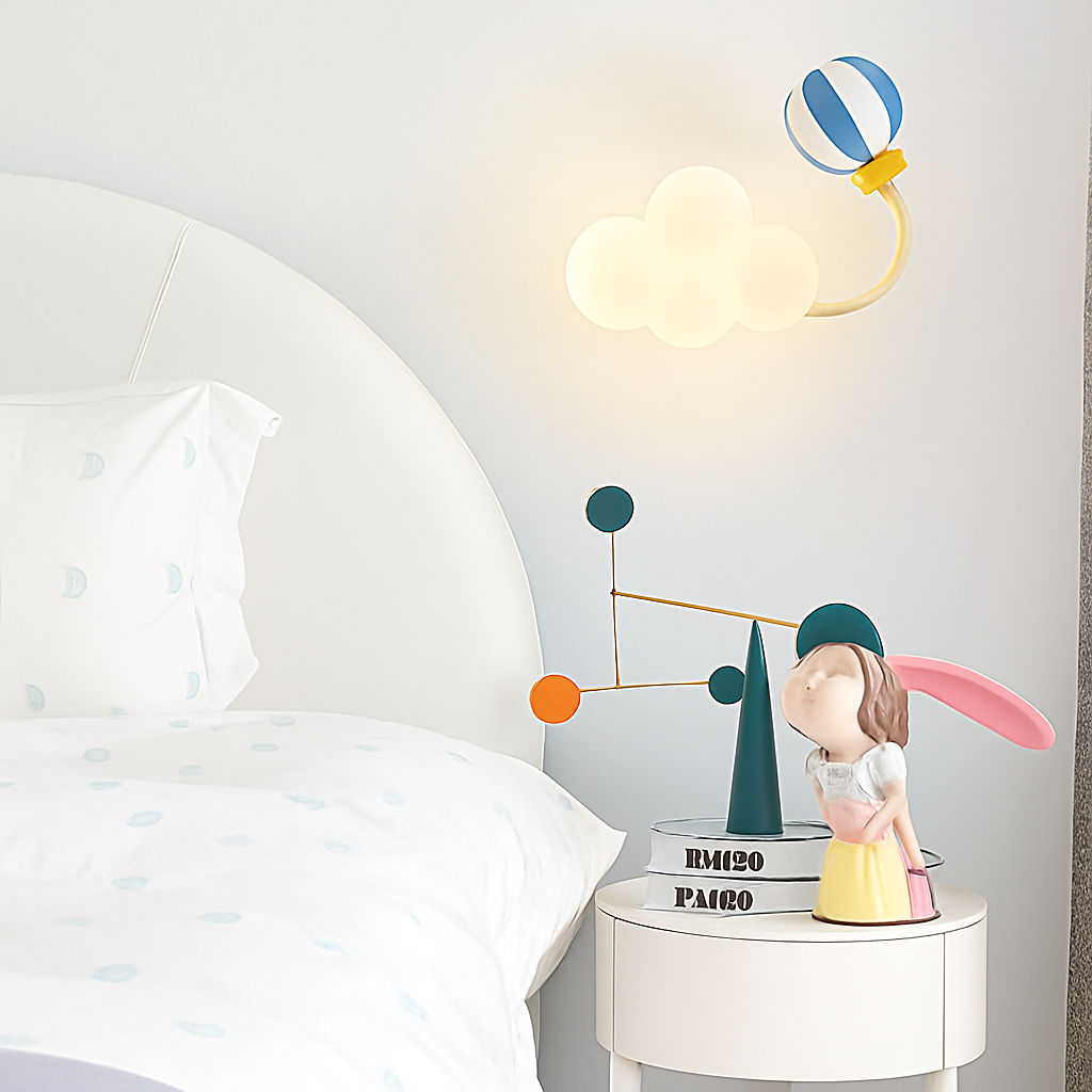 applique murale Dessin animé avion abat-jour étoile arc-en-ciel cerf-volant montgolfière nuage veilleuse enfants - vue 4 sur 12