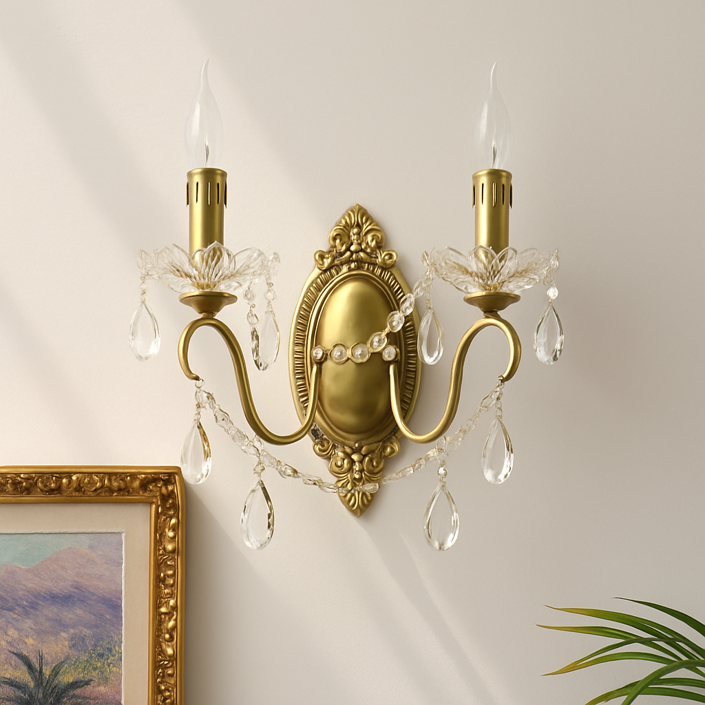 applique murale en cristal rétro en cuivre élégante et raffinée - vue 6 sur 8