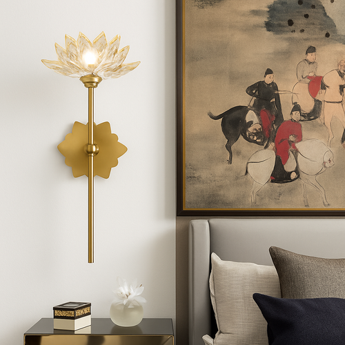 applique murale en cristal zen fleur de lotus vintage à led - vue 3 sur 8