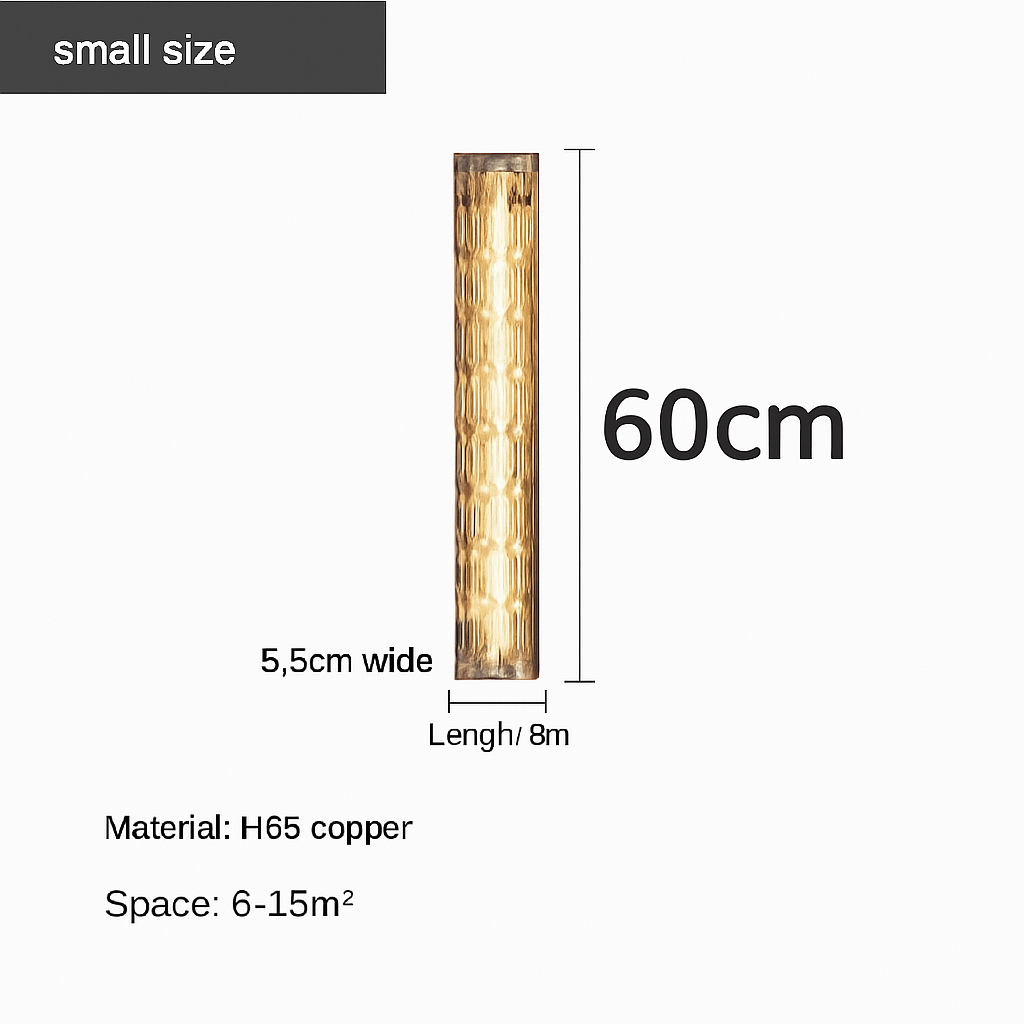 applique murale en cuivre design minimaliste avec lumière en cristal - vue 8 sur 8