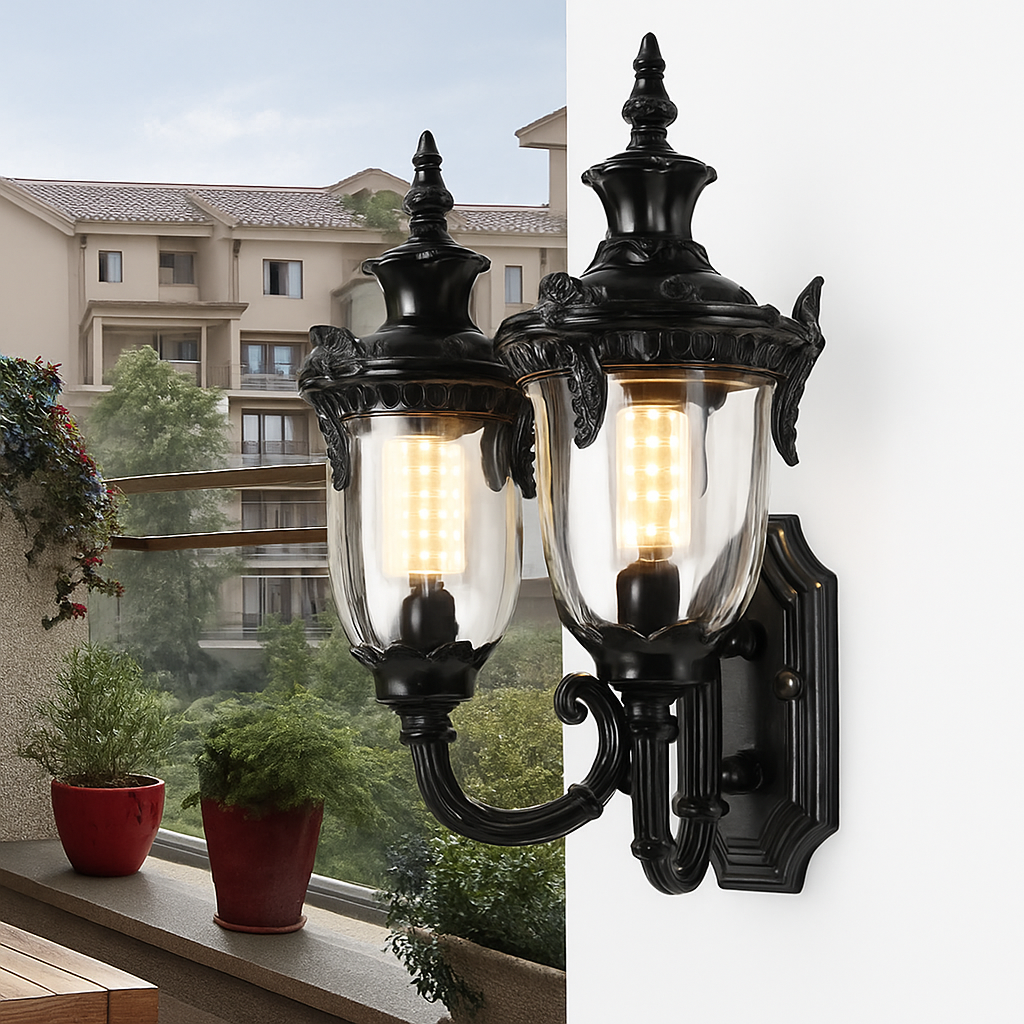 applique murale extérieure étanche double tête style européen rétro - vue 9 sur 9