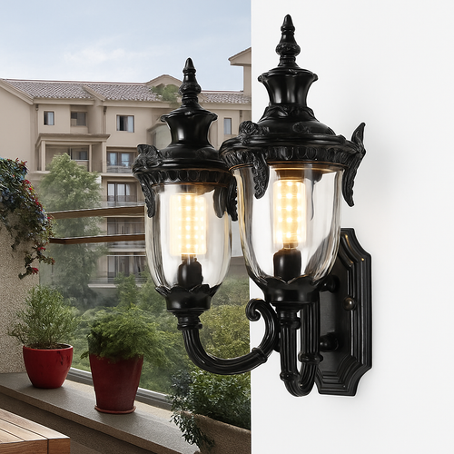 applique murale extérieure étanche double tête style européen rétro - vue 9 sur 9
