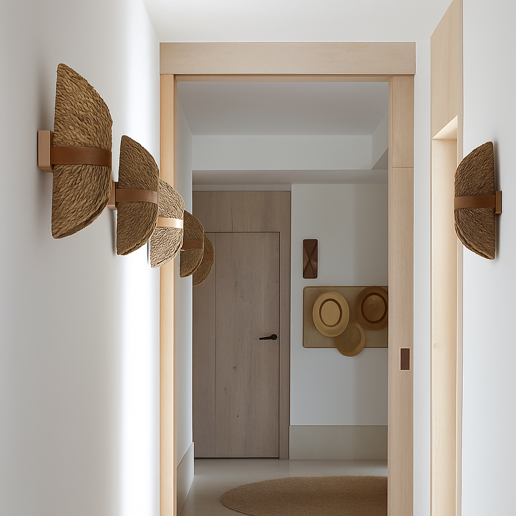 applique murale japonaise en rotin tissé avec corde de chanvre rétro - vue 5 sur 8