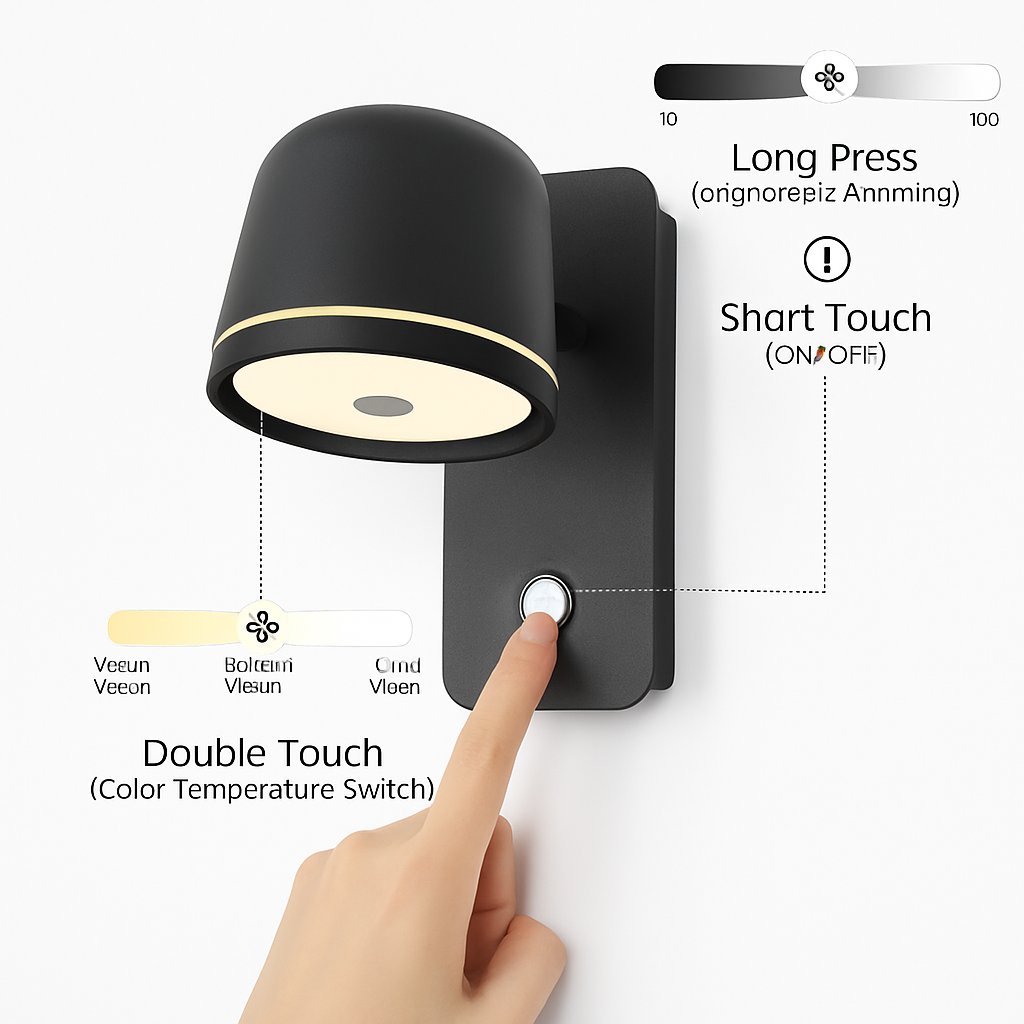 Applique murale LED avec variateur tactile et réglable Aisilan - vue 6 sur 8