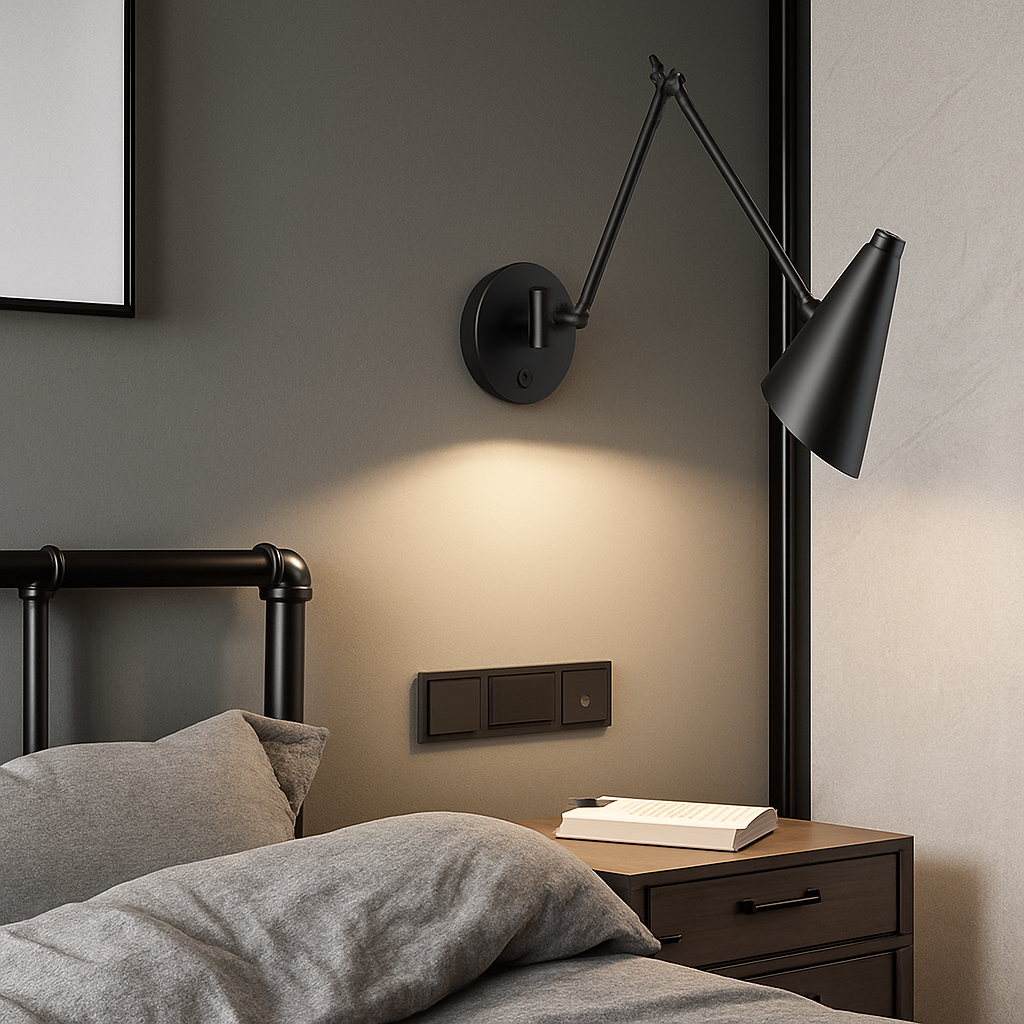 Applique murale LED à bras Long pivotant réglable avec capteur tactile moderne - vue 5 sur 21