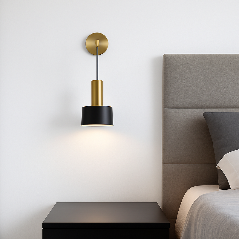 Applique murale LED design avec base doré et abat-jour métal Home