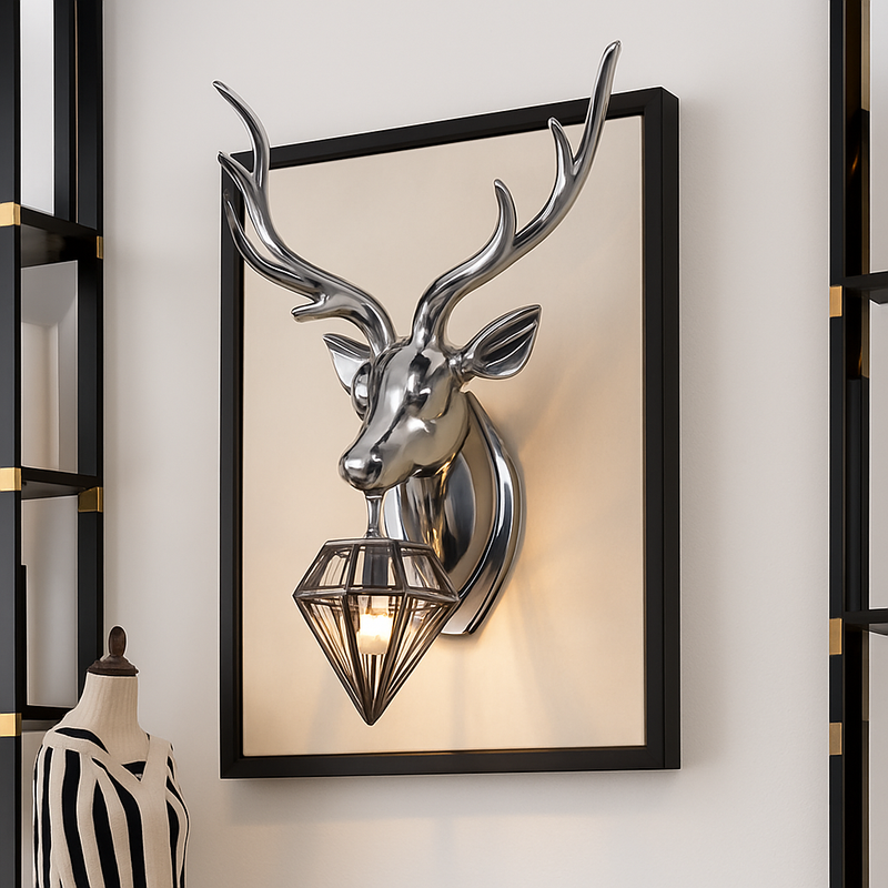 Applique murale LED design cerf (doré ou argenté)