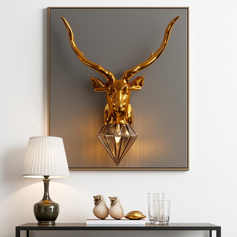 Applique murale LED design cerf (doré ou argenté)