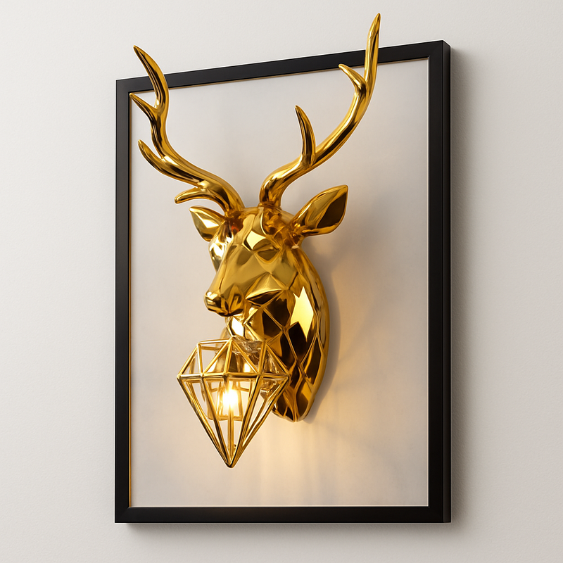 Applique murale LED design cerf (doré ou argenté)