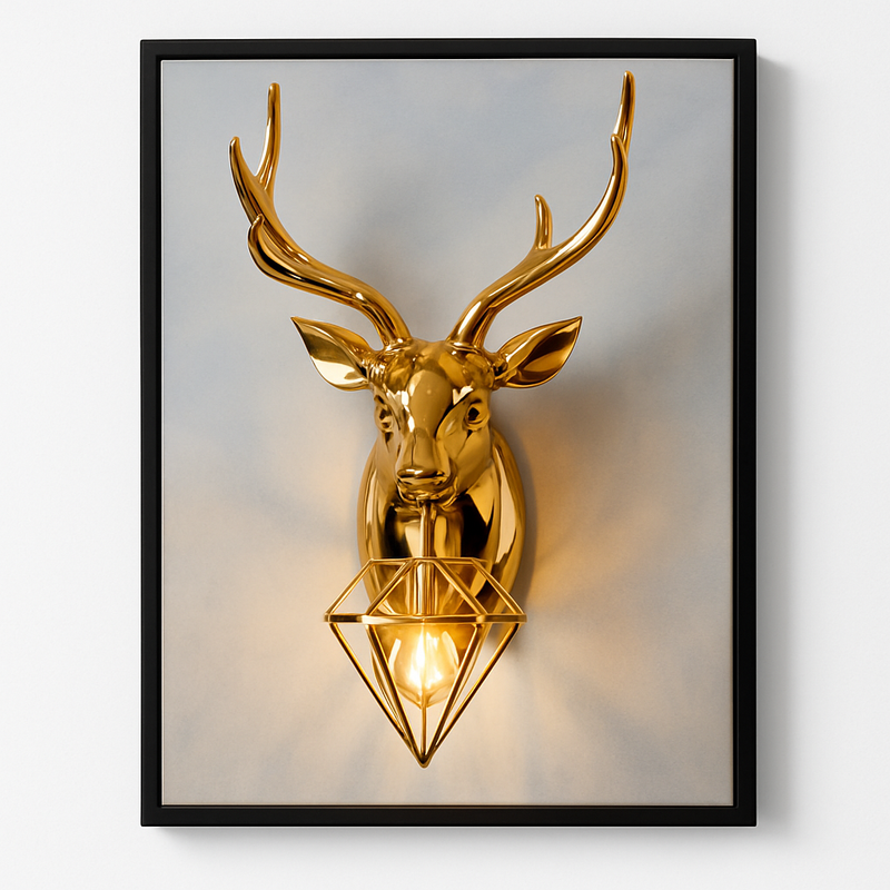 Applique murale LED design cerf (doré ou argenté)