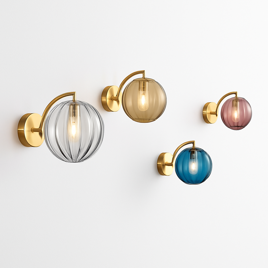 Applique murale LED doré avec boule en verre fumé Scone - vue 4 sur 9
