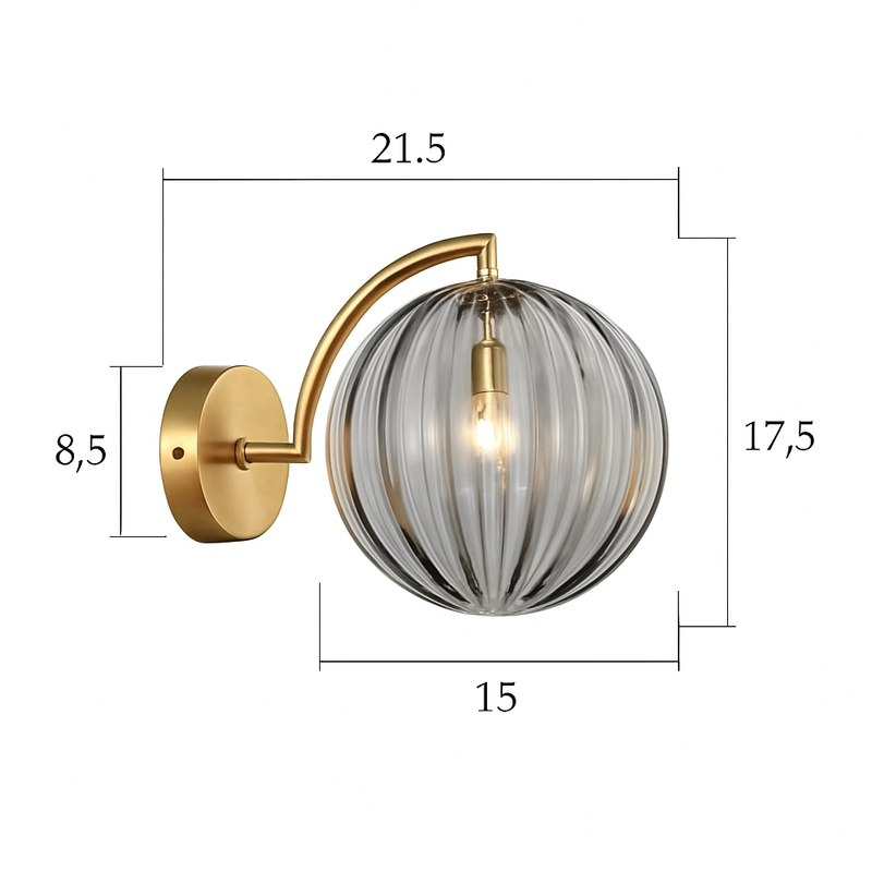 Applique murale LED doré avec boule en verre fumé Scone