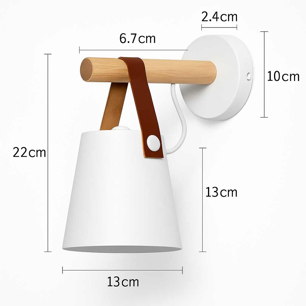 Applique murale LED en bois avec abat-jour suspendu - vue 7 sur 8