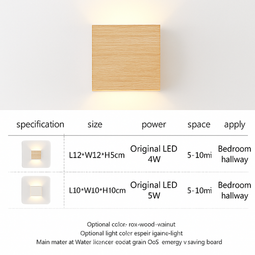Applique murale Led en bois de couleur nordique